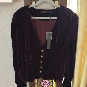 NWT House of Harlow x Revolve Velvet Longsleeve Top L